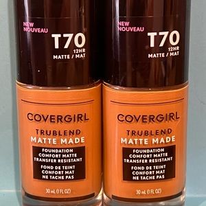 New Set of 2 Covergirl Trublend Matte Made Foundation Carmel T70 12 Hour Comfort